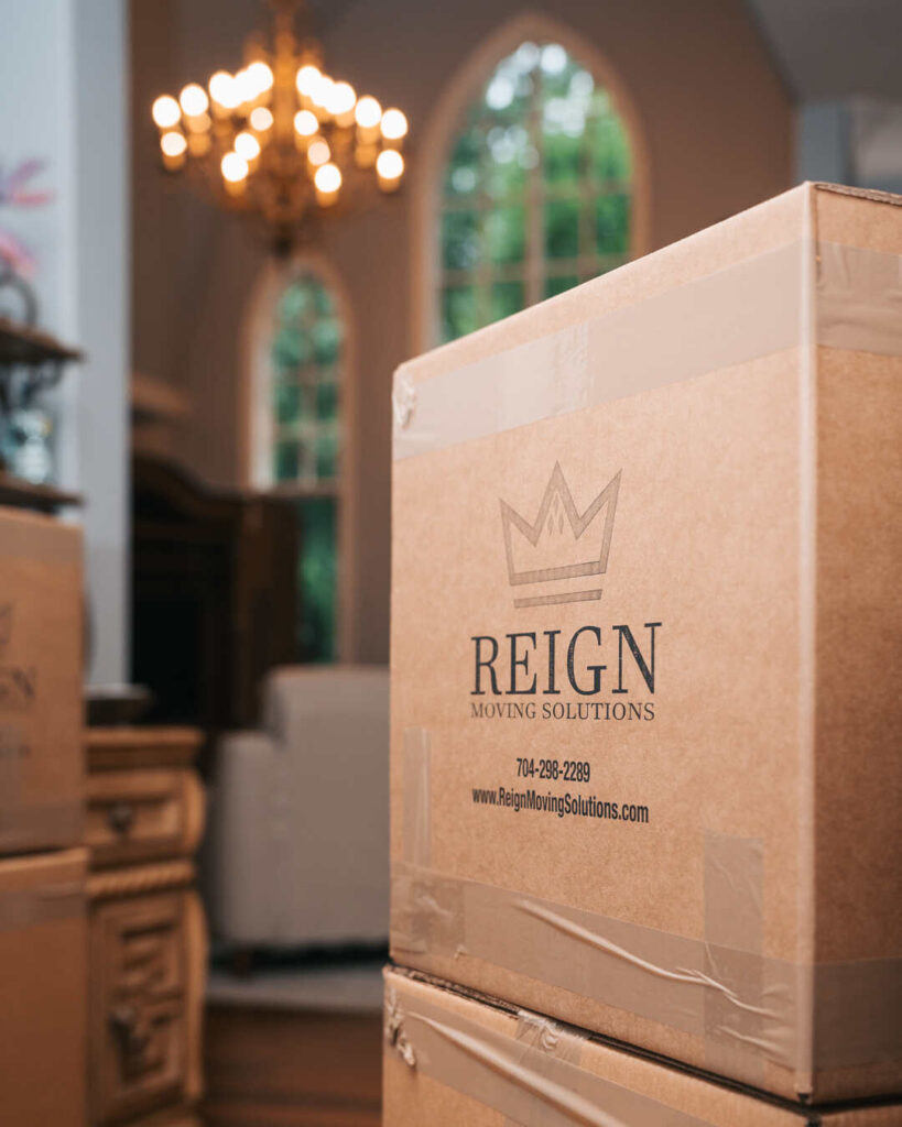 Reign Moving Box Shown in Nice Home
