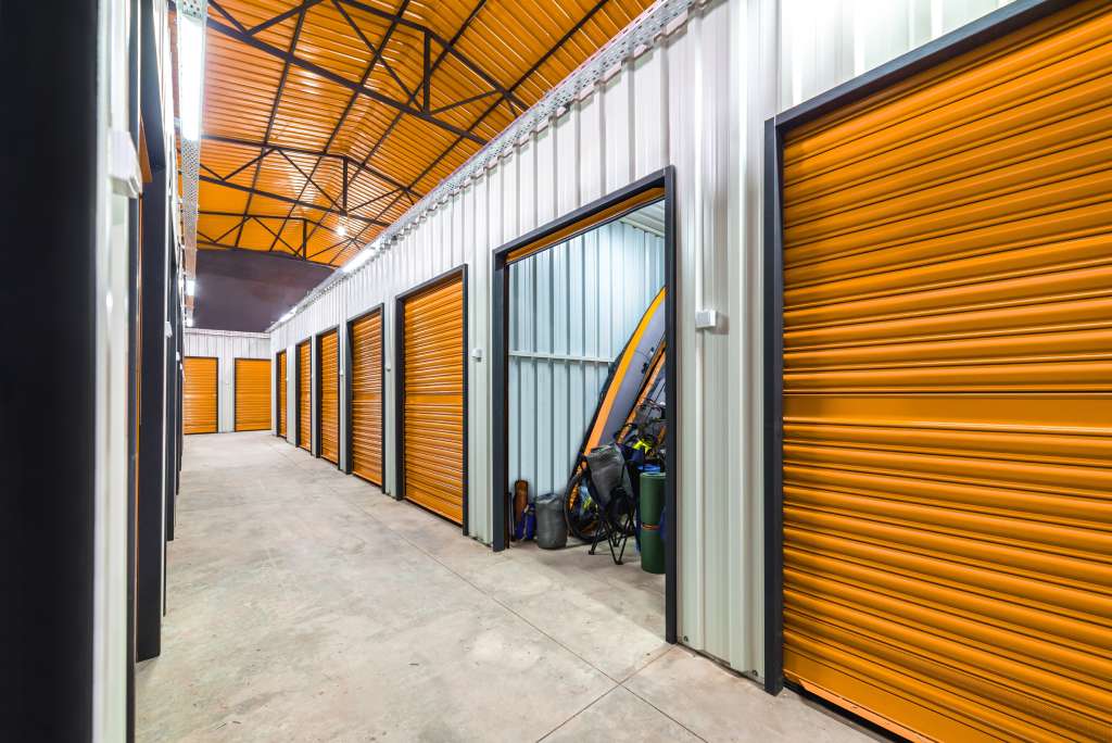 Storage unit doors open in corridor